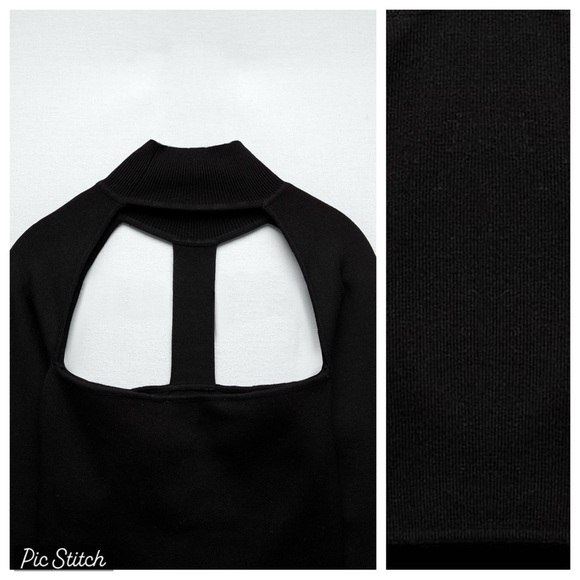 NWT. Zara Black Cutout Turtleneck Cropped Sweater. Size M. - Picture 6 of 8